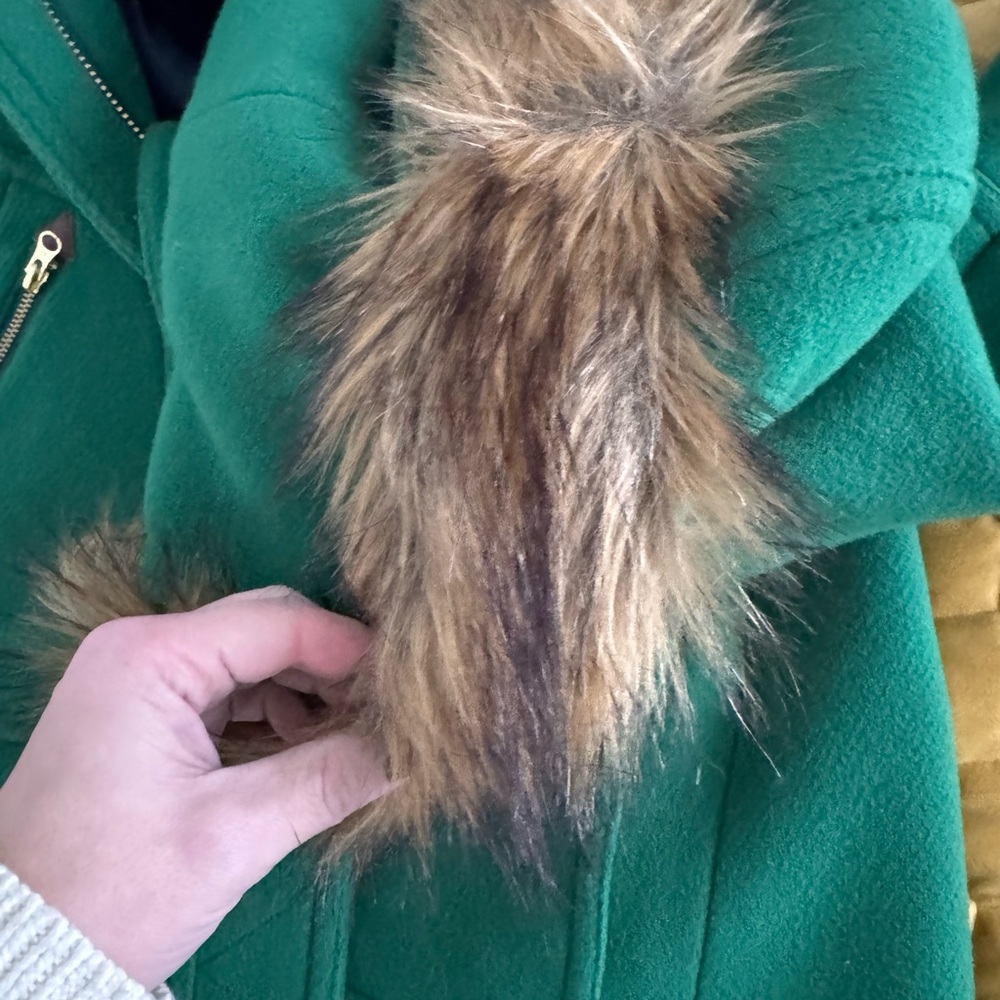 J. Crew Chateau Parka Italian stadium cloth wool meadow green Kelly trim hood 00 - Picture 3 of 11